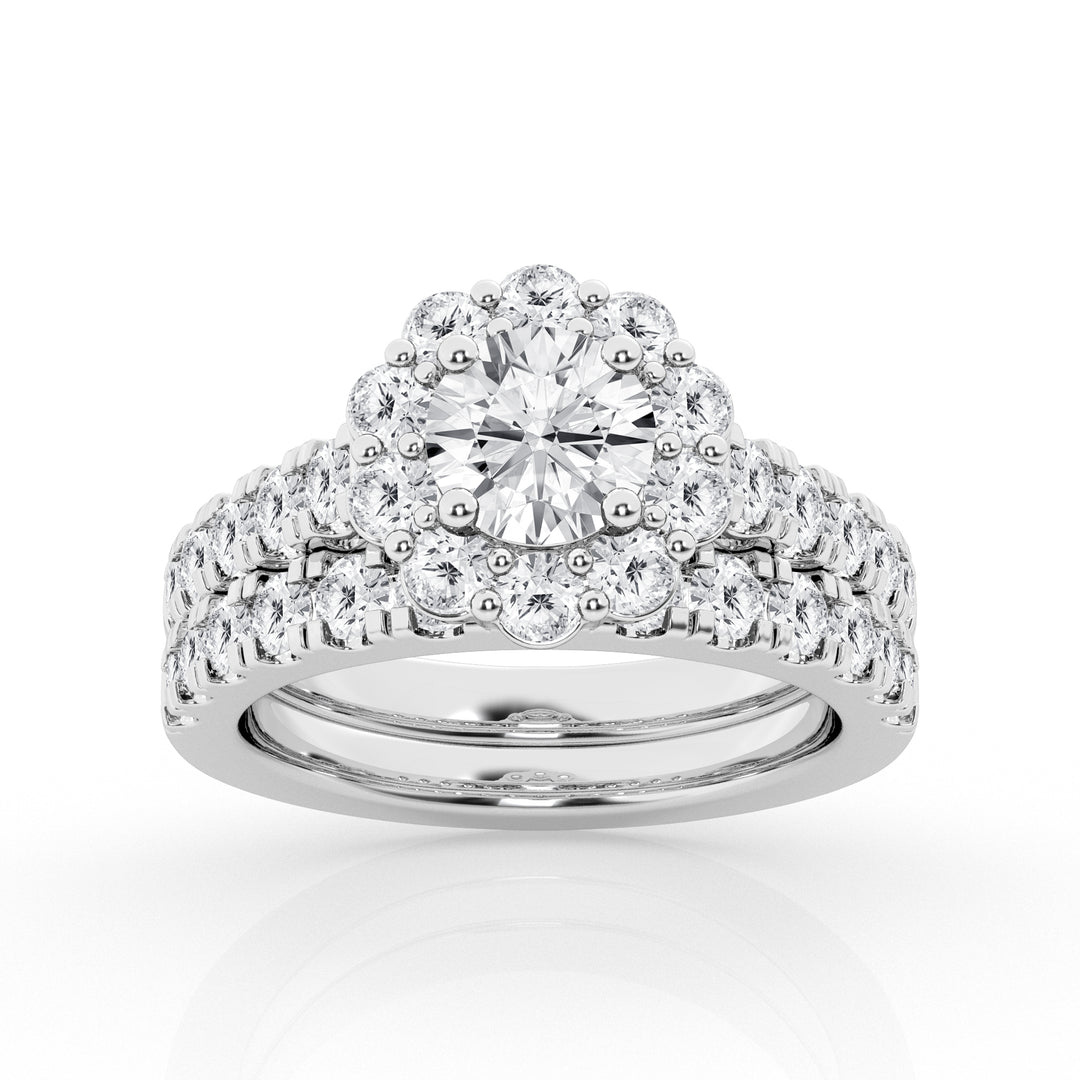 3.00 cttw  Halo Bridal Ring with 1.00 ct Round Center Stone