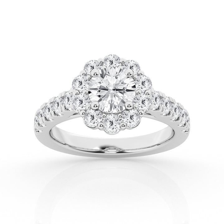 3.00 cttw  Halo Bridal Ring with 1.00 ct Round Center Stone
