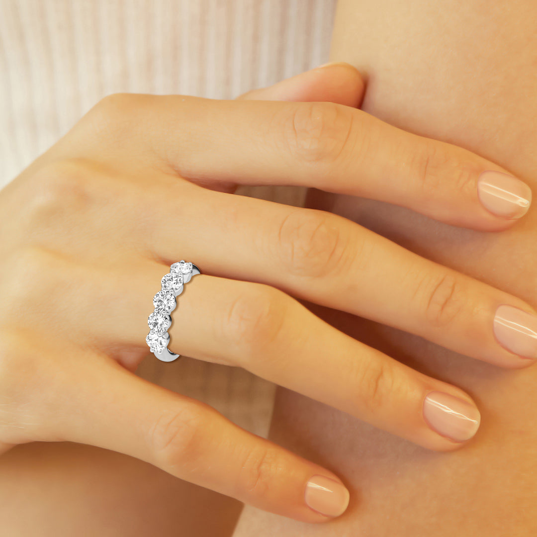 14K White Gold 2.0 ct Lab Diamond 5-Stone Engagement Ring