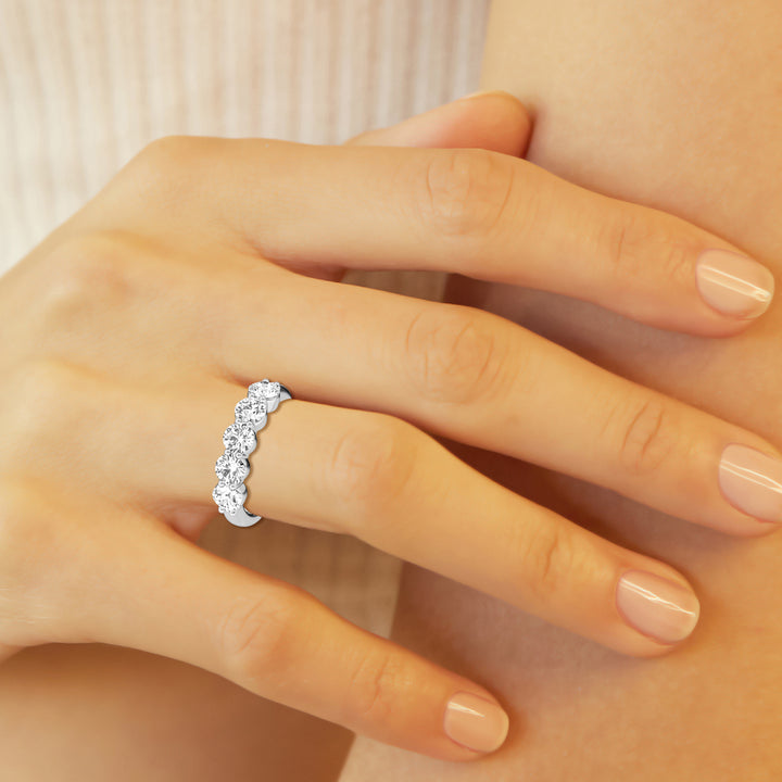 14K White Gold 2.0 ct Lab Diamond 5-Stone Engagement Ring