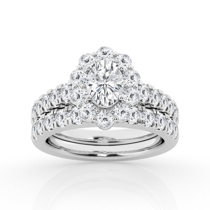 3.00 cttw  Halo Bridal Ring with 1.00 ct Oval Center Stone