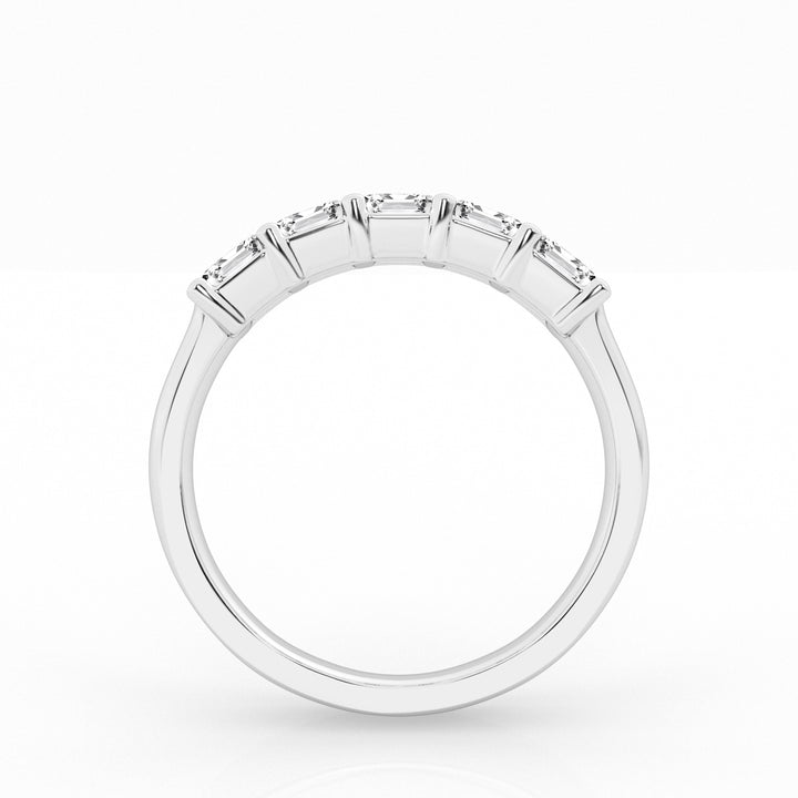 14K White Gold 5-Stone Emerald Lab Diamond Engagement Ring
