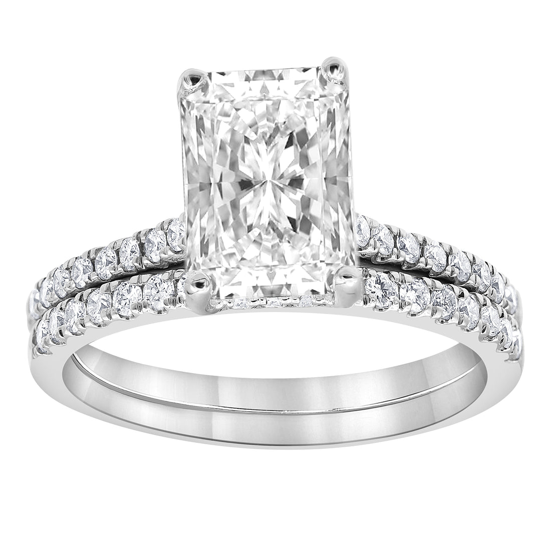2.00 cttw  Hidden Halo Bridal Ring with 1.50 ct Emerald Center Stone