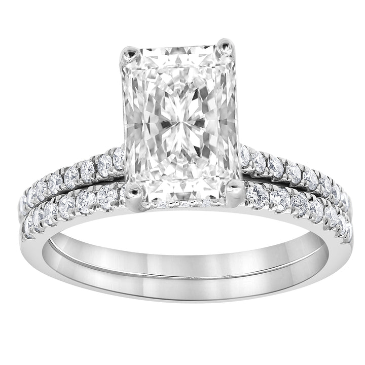 2.00 cttw  Hidden Halo Bridal Ring with 1.50 ct Emerald Center Stone