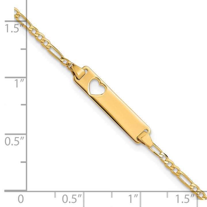 14k Cut-out Heart Figaro Link ID Bracelet