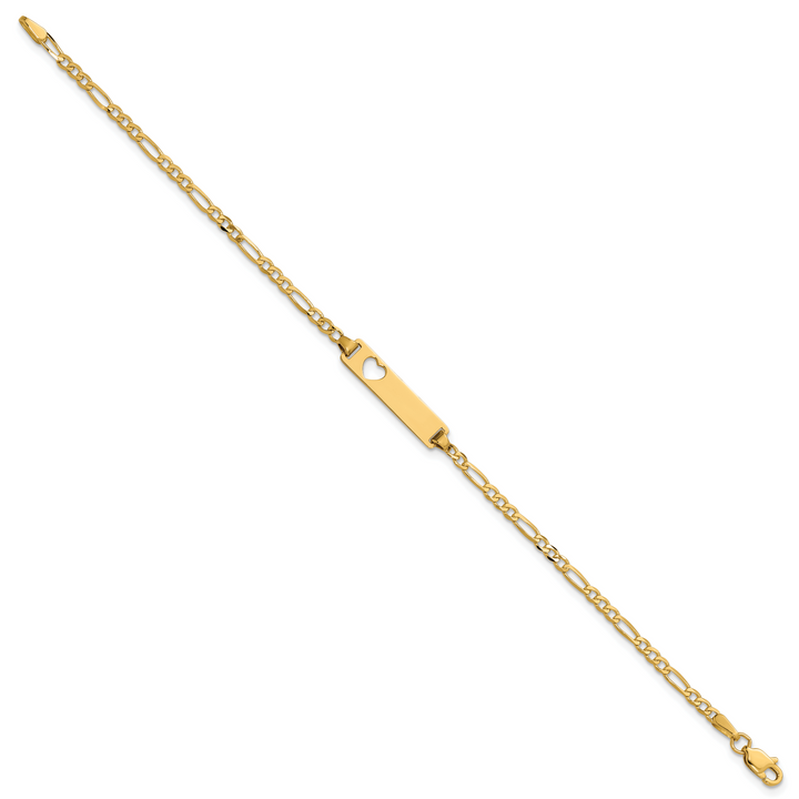 14k Cut-out Heart Figaro Link ID Bracelet