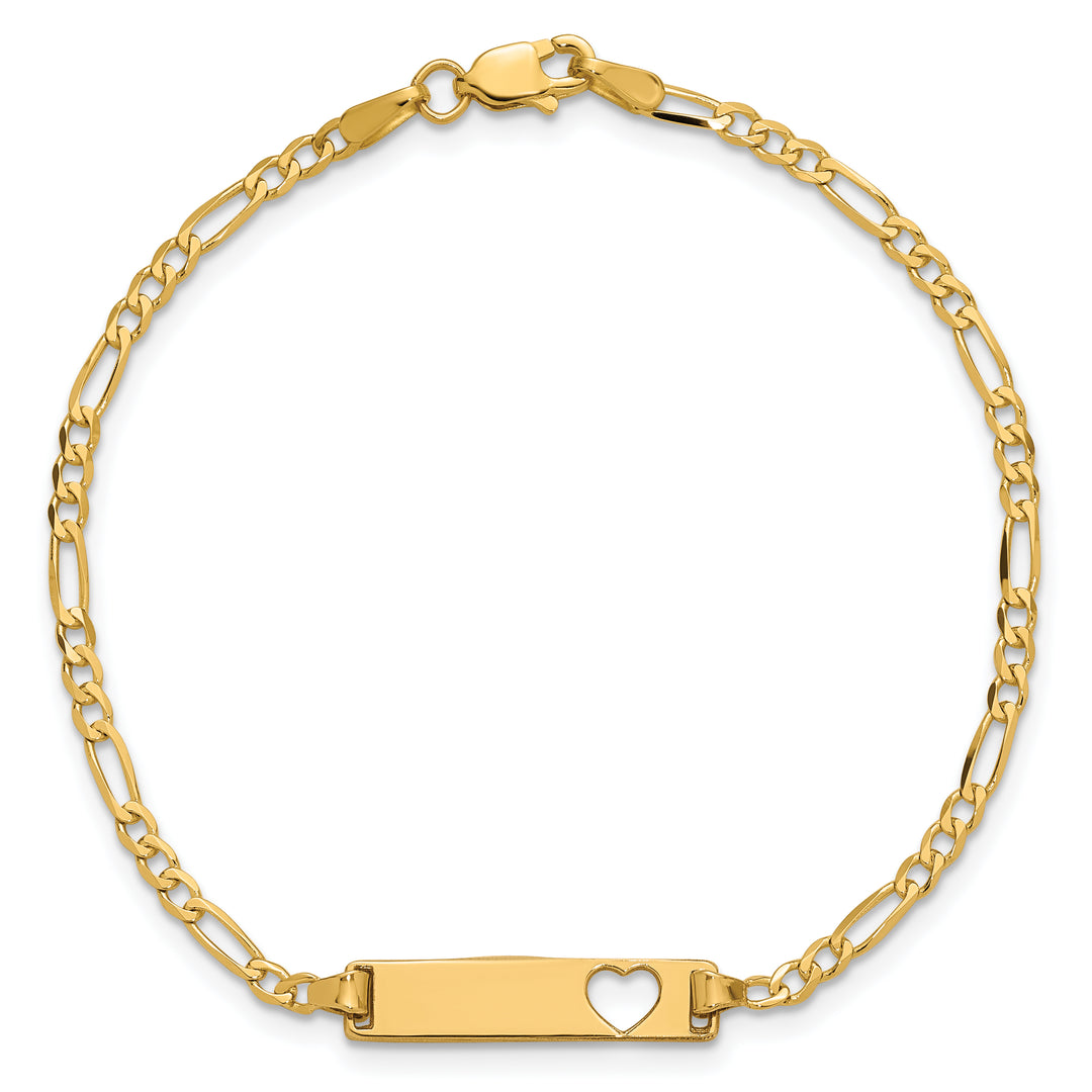 14k Cut-out Heart Figaro Link ID Bracelet