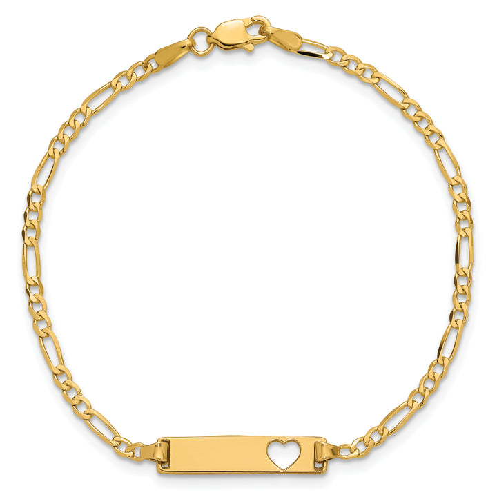 14k Cut-out Heart Figaro Link ID Bracelet