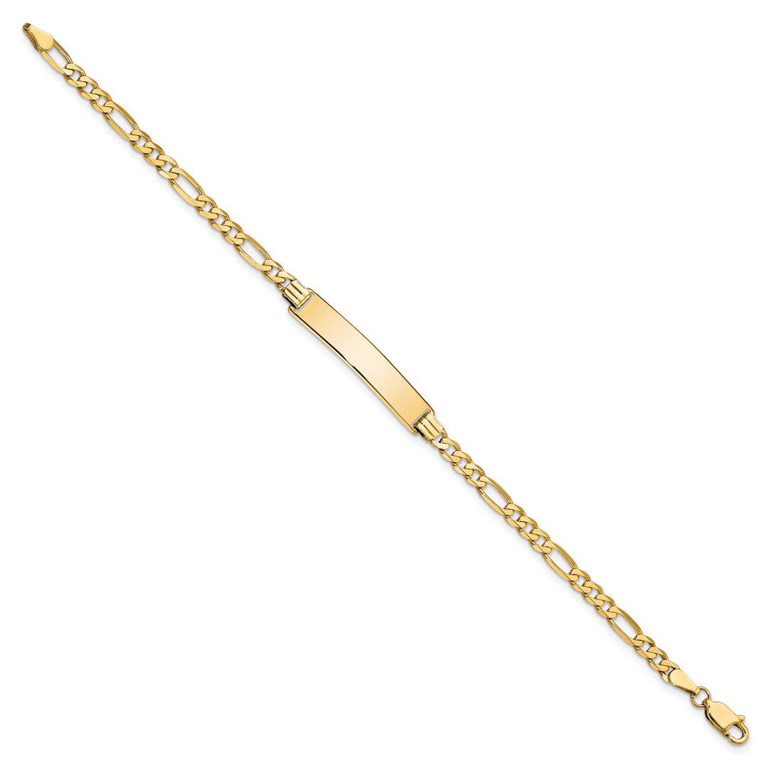 14k Flat Figaro Link ID Bracelet