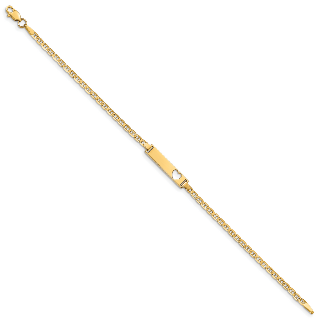 14k Cut-out Heart Anchor Link ID Bracelet