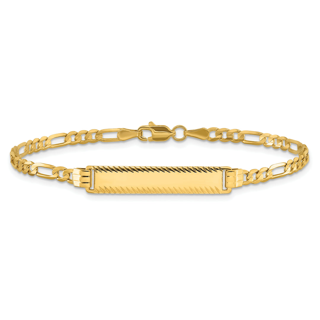 14k 3.0mm Figaro Diamond Cut ID Bracelet
