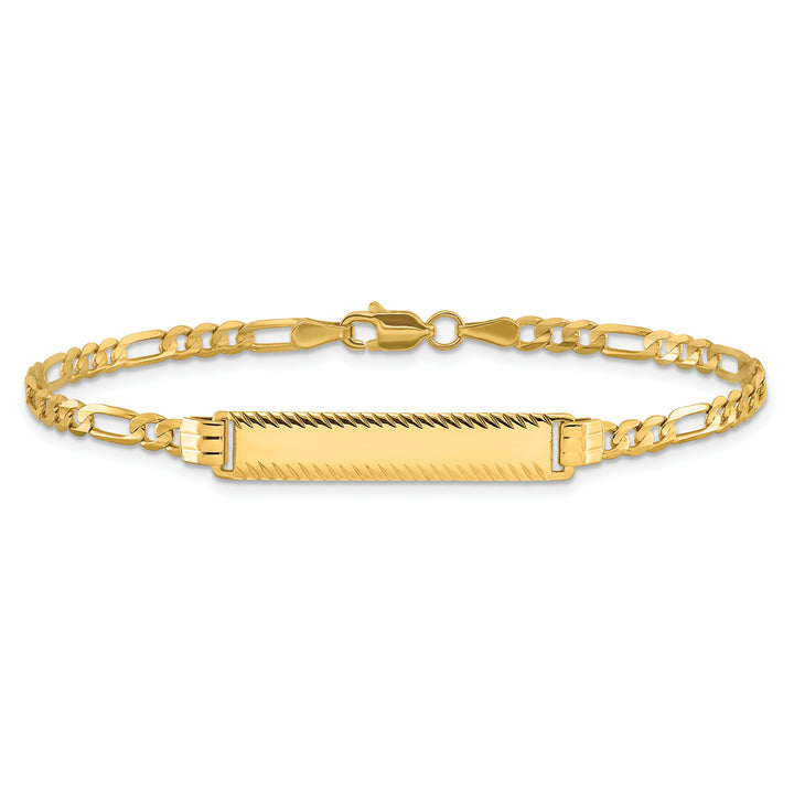 14k 3.0mm Figaro Diamond Cut ID Bracelet