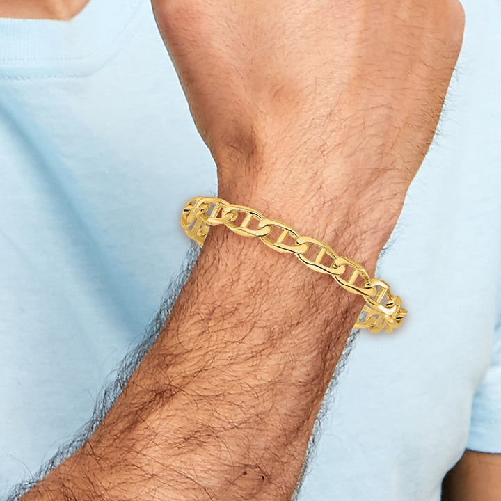 14k 9mm Hand-polished Anchor Link Chain
