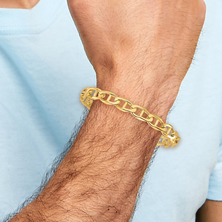 14k 9mm Hand-polished Anchor Link Bracelet