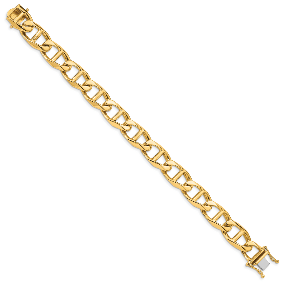 14k 12.5mm Hand-polished Anchor Link Bracelet