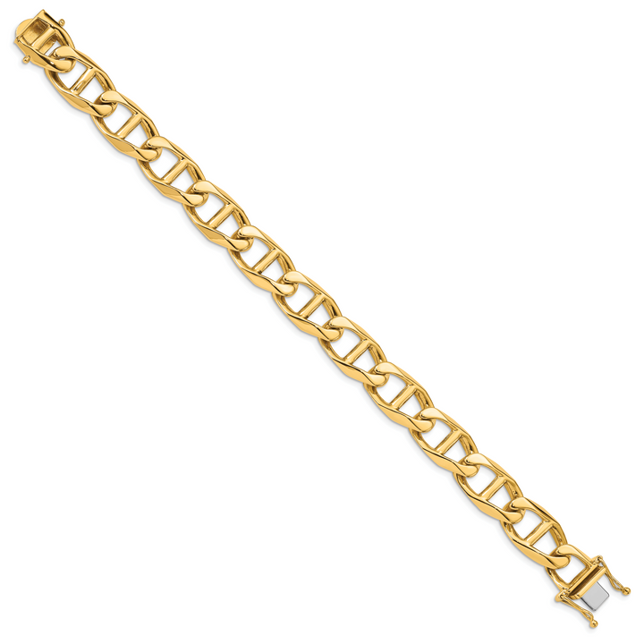 14k 12.5mm Hand-polished Anchor Link Bracelet