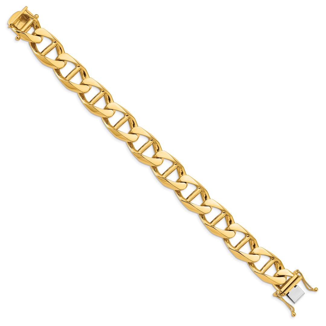 14k 14.6mm Hand-polished Anchor Link Bracelet