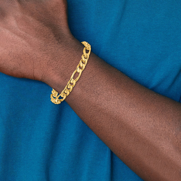14k 8mm Hand-polished Figaro Link Chain