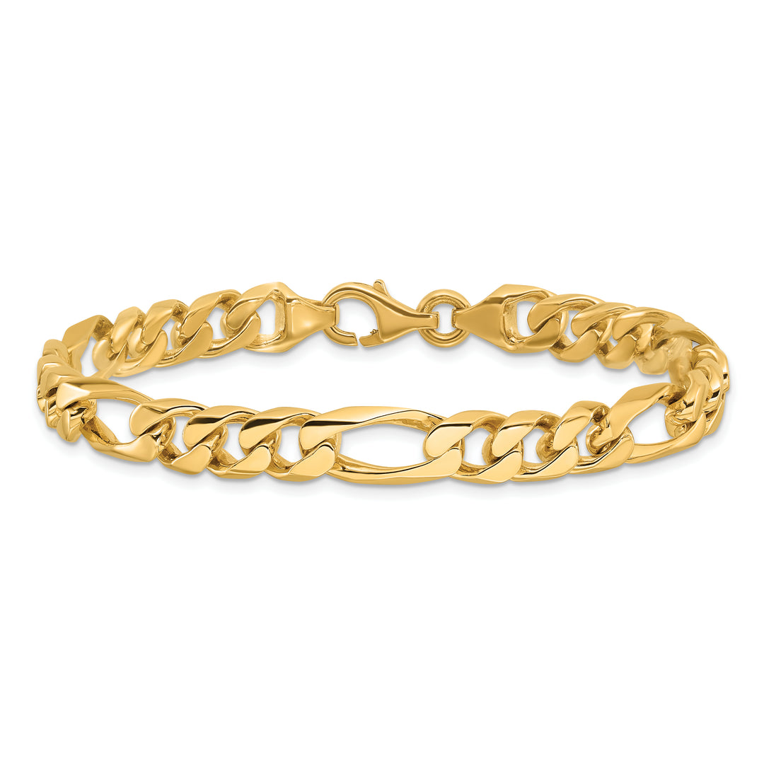 14k 8mm Hand-polished Figaro Link Bracelet