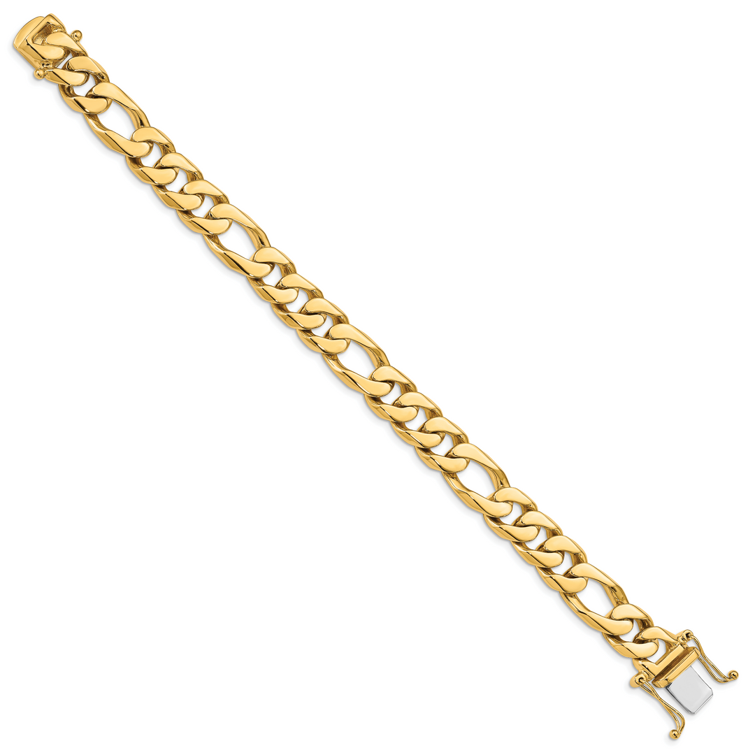 14K 10mm Hand-Polished Figaro Link Bracelet