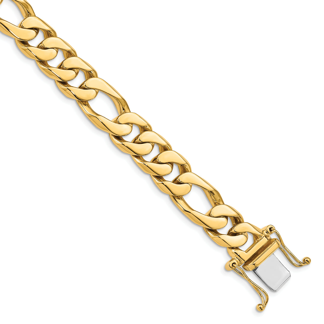 14K 10mm Hand-Polished Figaro Link Bracelet