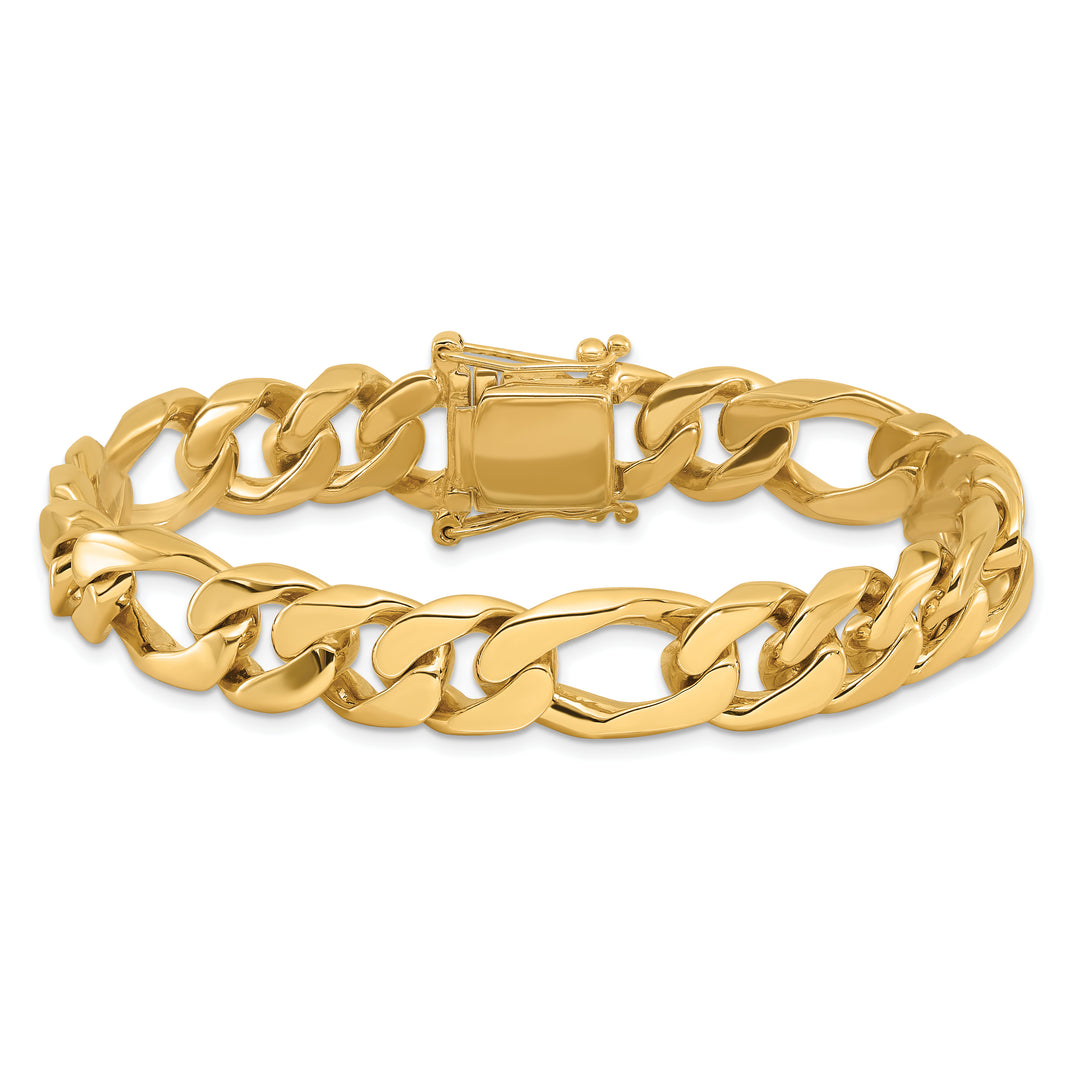 14K 10mm Hand-Polished Figaro Link Bracelet