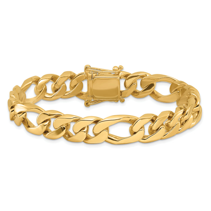 14K 10mm Hand-Polished Figaro Link Bracelet