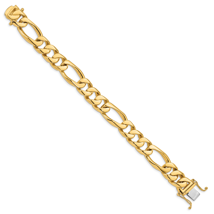14k 13mm Hand-polished Figaro Link Bracelet