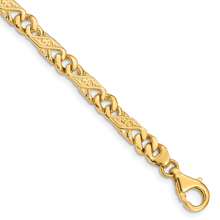 14k 5.5mm Hand-Polished Fancy Link Bracelet