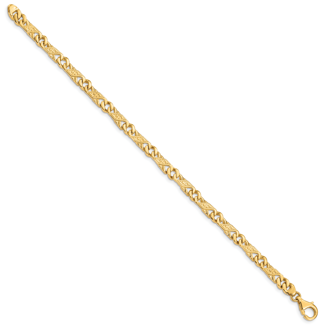 14k 5.5mm Hand-Polished Fancy Link Bracelet