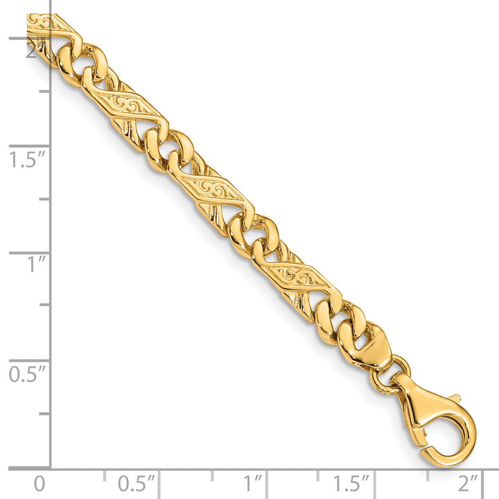 14k 5.5mm Hand-Polished Fancy Link Bracelet