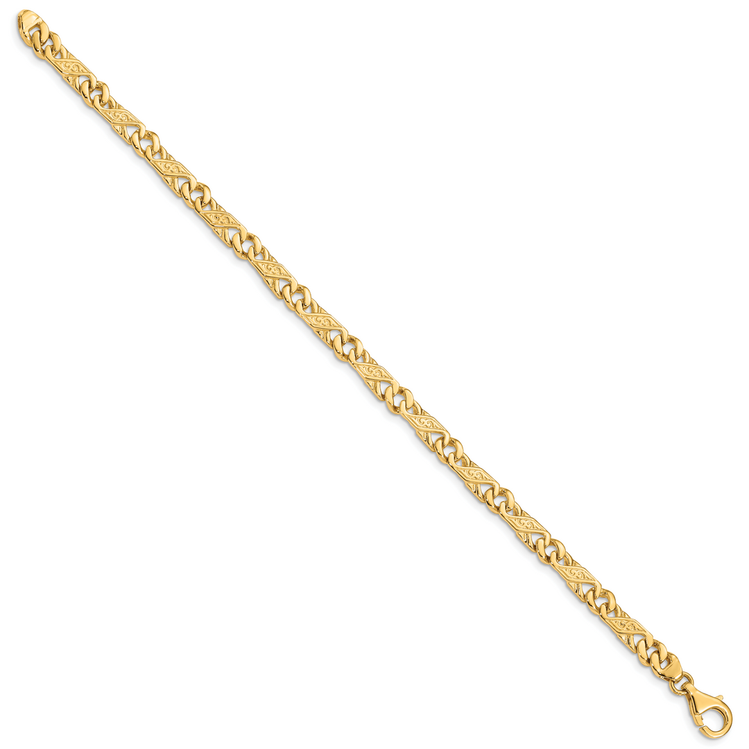 14K 5.5mm Hand-polished Fancy Link Bracelet