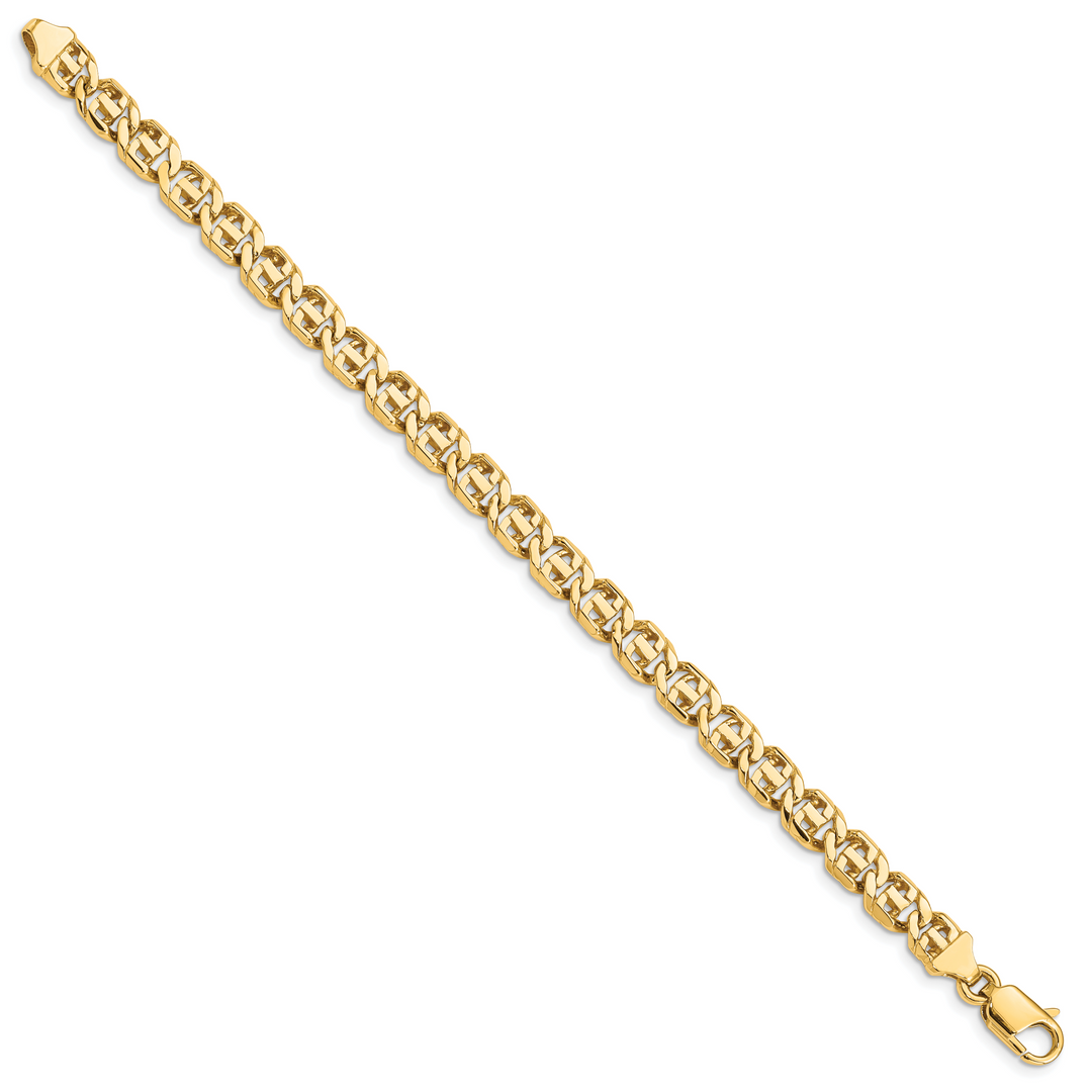 14K 6.75mm Hand-Polished Fancy Link Bracelet