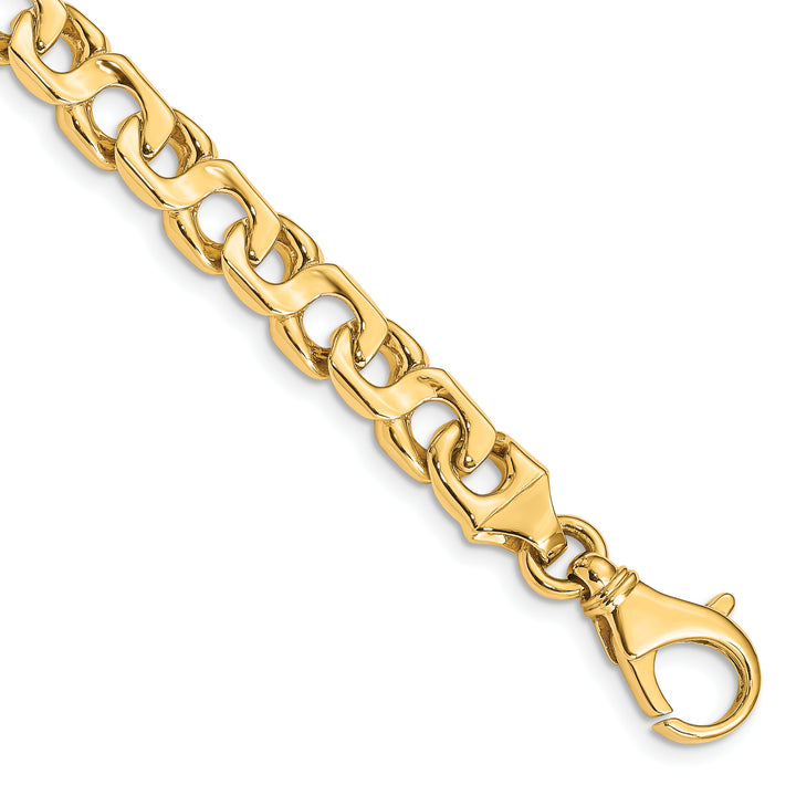14K 7.4mm Hand-polished Fancy Link Chain