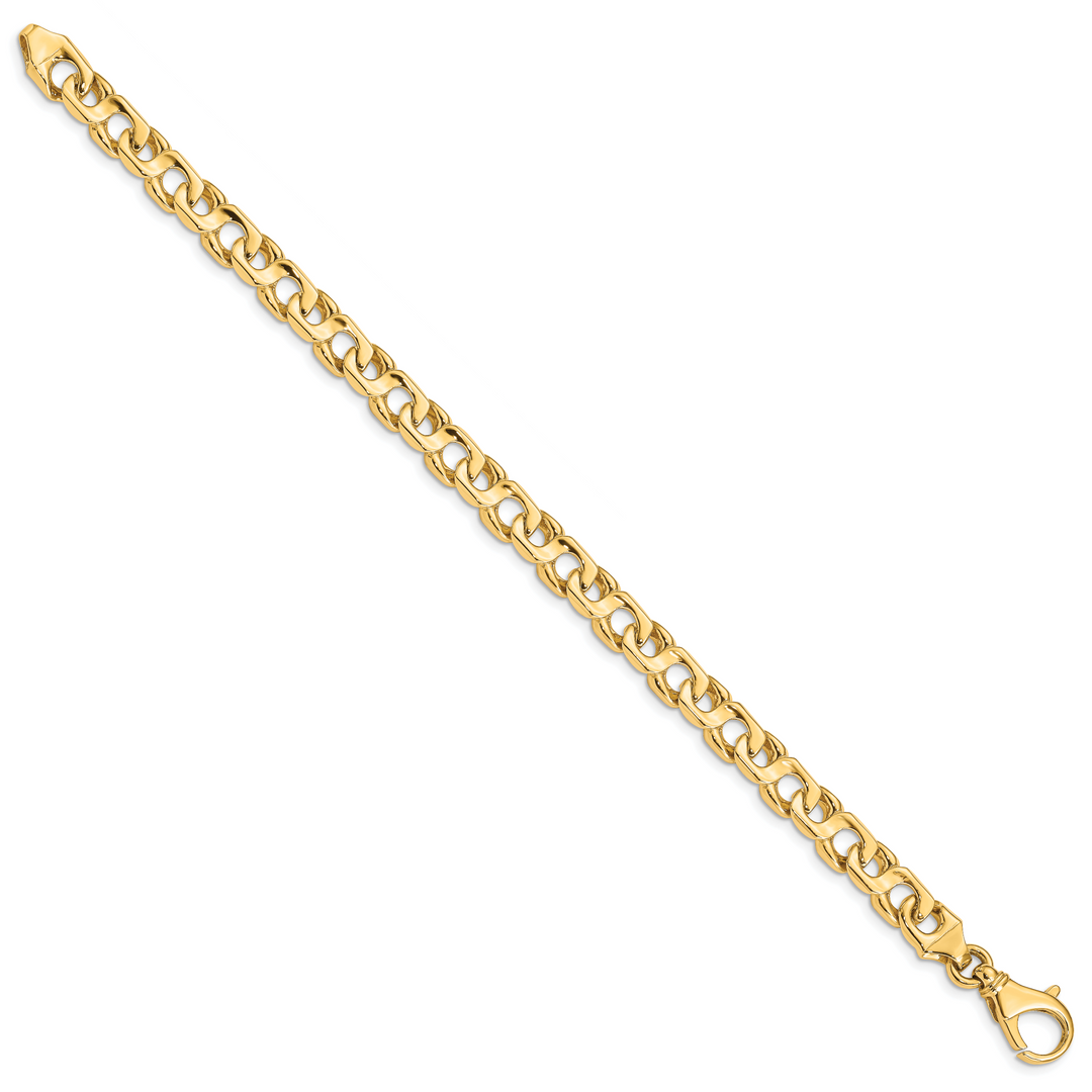 14K 7.4mm Hand-polished Fancy Link Bracelet