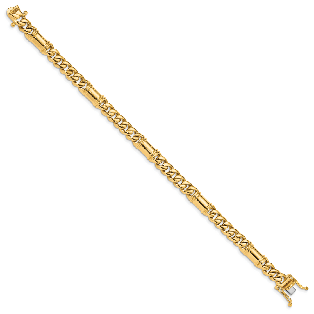 14K 7.5mm Hand-polished Fancy Link Bracelet