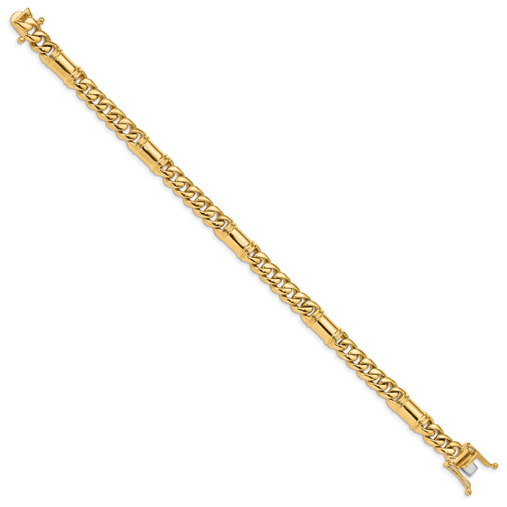 14K 7.5mm Hand-polished Fancy Link Bracelet