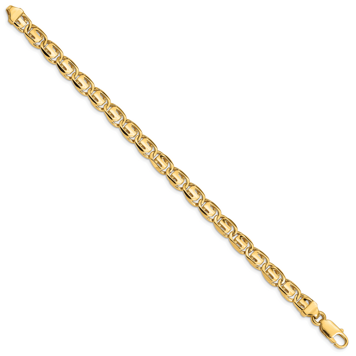 14K 7.5mm Hand-polished Fancy Link Bracelet