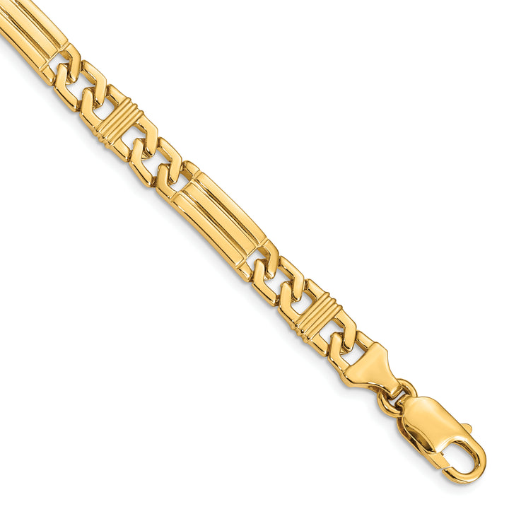 14k 7mm Hand-polished Fancy Link Bracelet