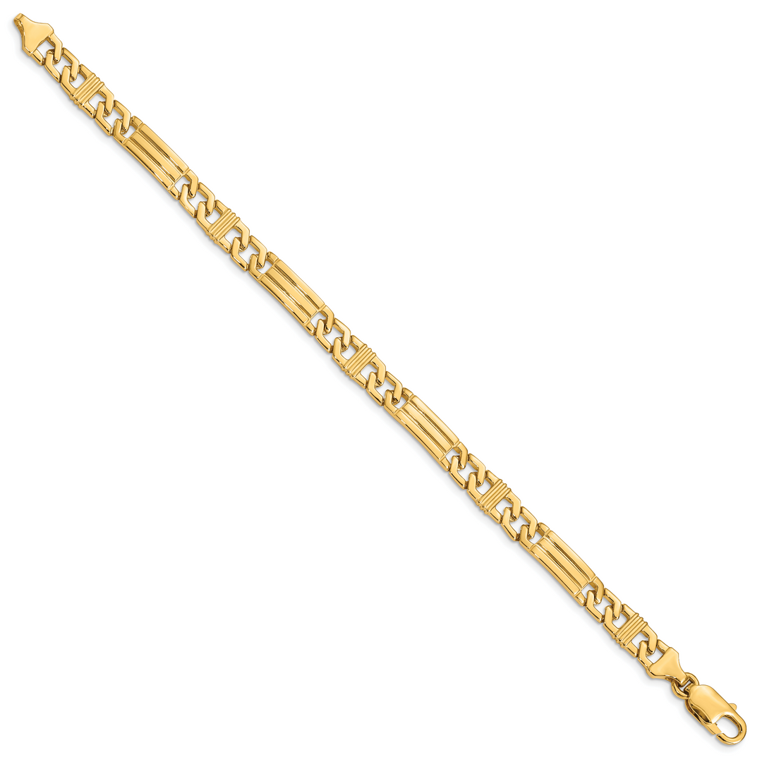 14k 7mm Hand-polished Fancy Link Bracelet
