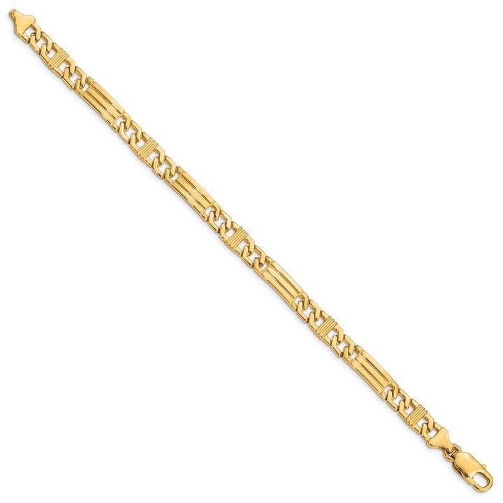 14k 7mm Hand-polished Fancy Link Bracelet