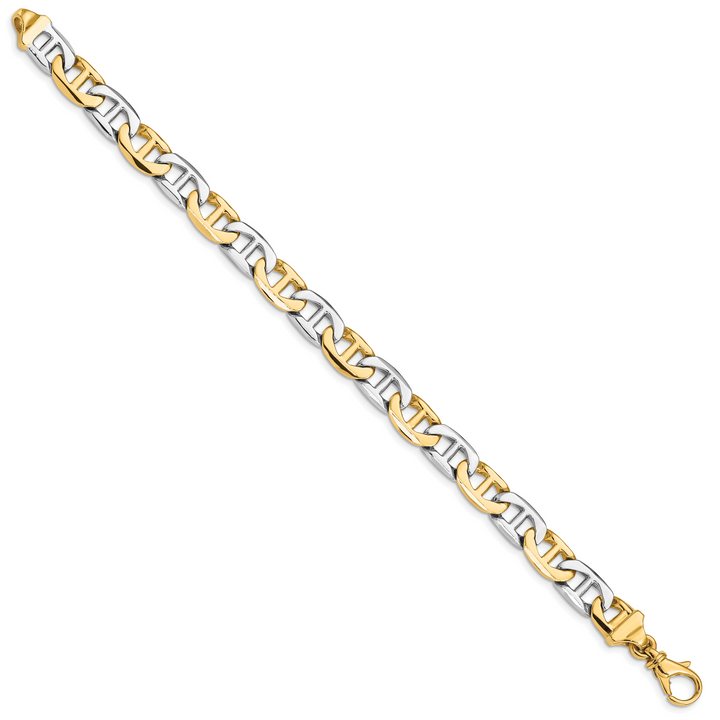 14K Two-tone 8mm Hand-polished Anchor Link Bracelet