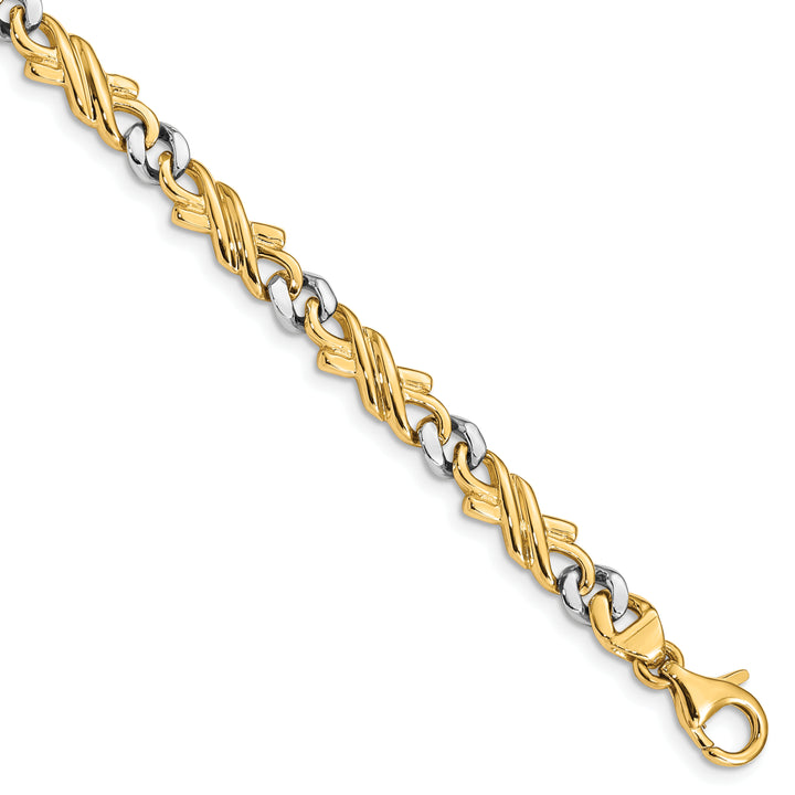 14k Two-tone 6mm Hand-Polished Fancy Link Chain