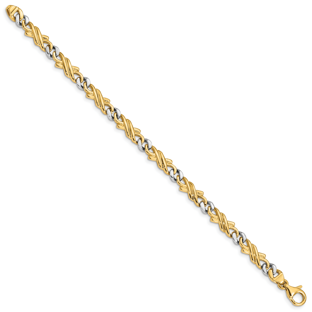 14k Two-tone 6mm Hand-Polished Fancy Link Chain
