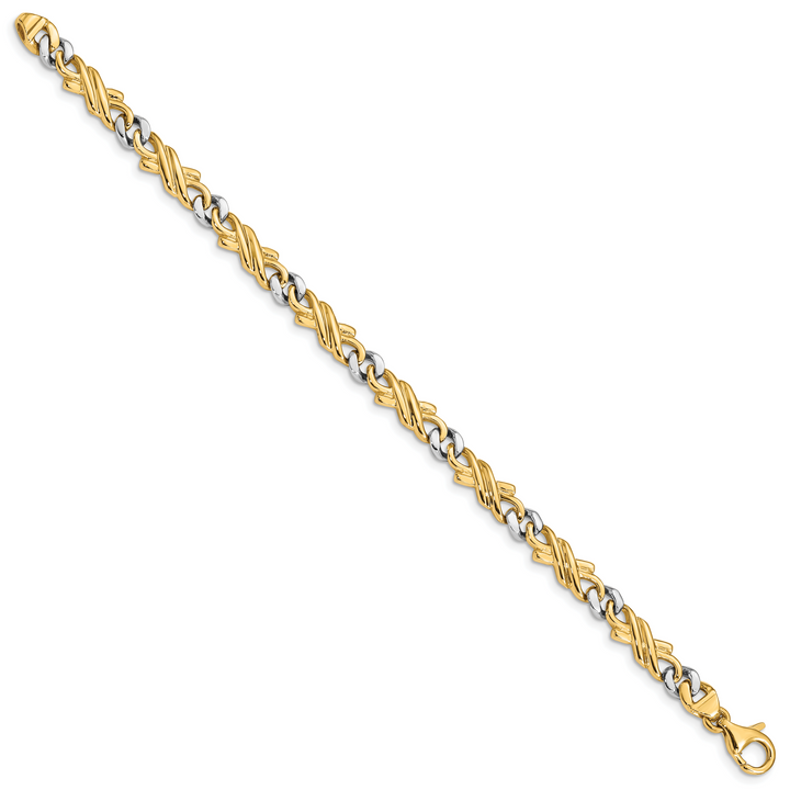14k Two-tone 6mm Hand-Polished Fancy Link Chain