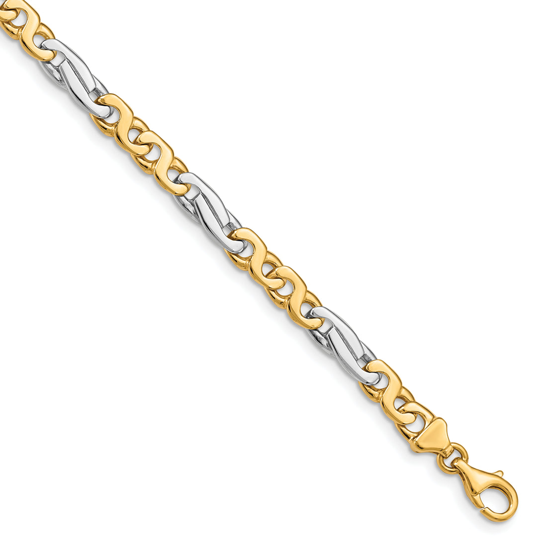 14k Two-tone 6mm Hand-polished Fancy Link Chain