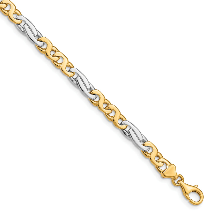14k Two-tone 6mm Hand-polished Fancy Link Bracelet