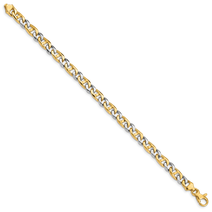 14K Two-tone 5.6mm Hand-Polished Fancy Link Bracelet