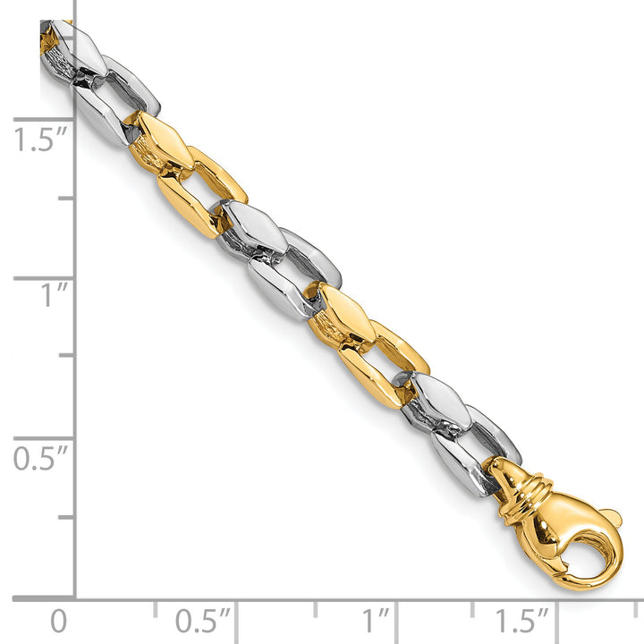 14k Two-tone 4.5mm Hand-polished Fancy Link Chain