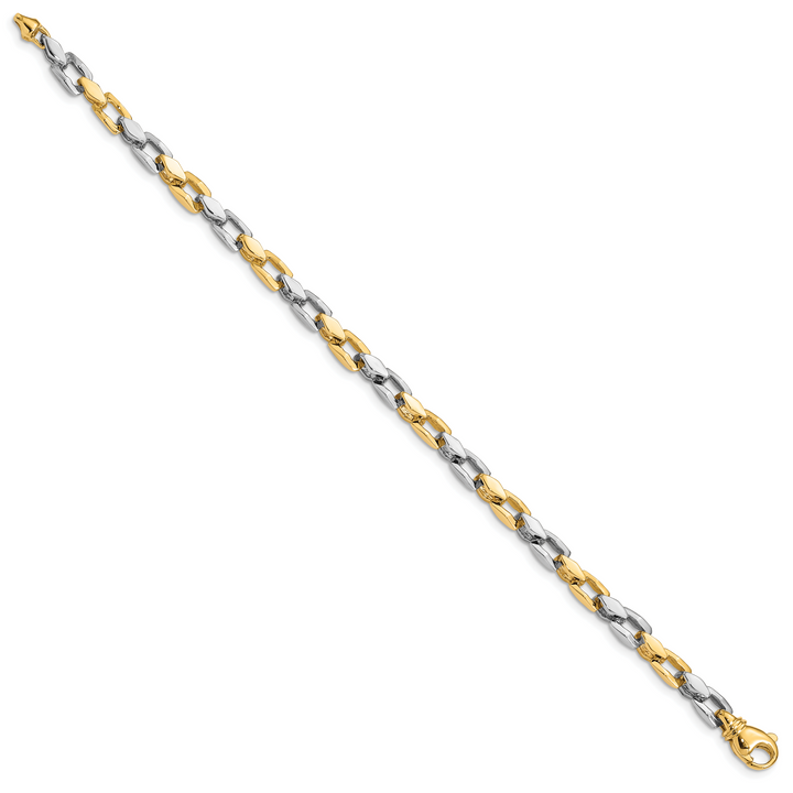 14k Two-tone 4.5mm Hand-polished Fancy Link Bracelet